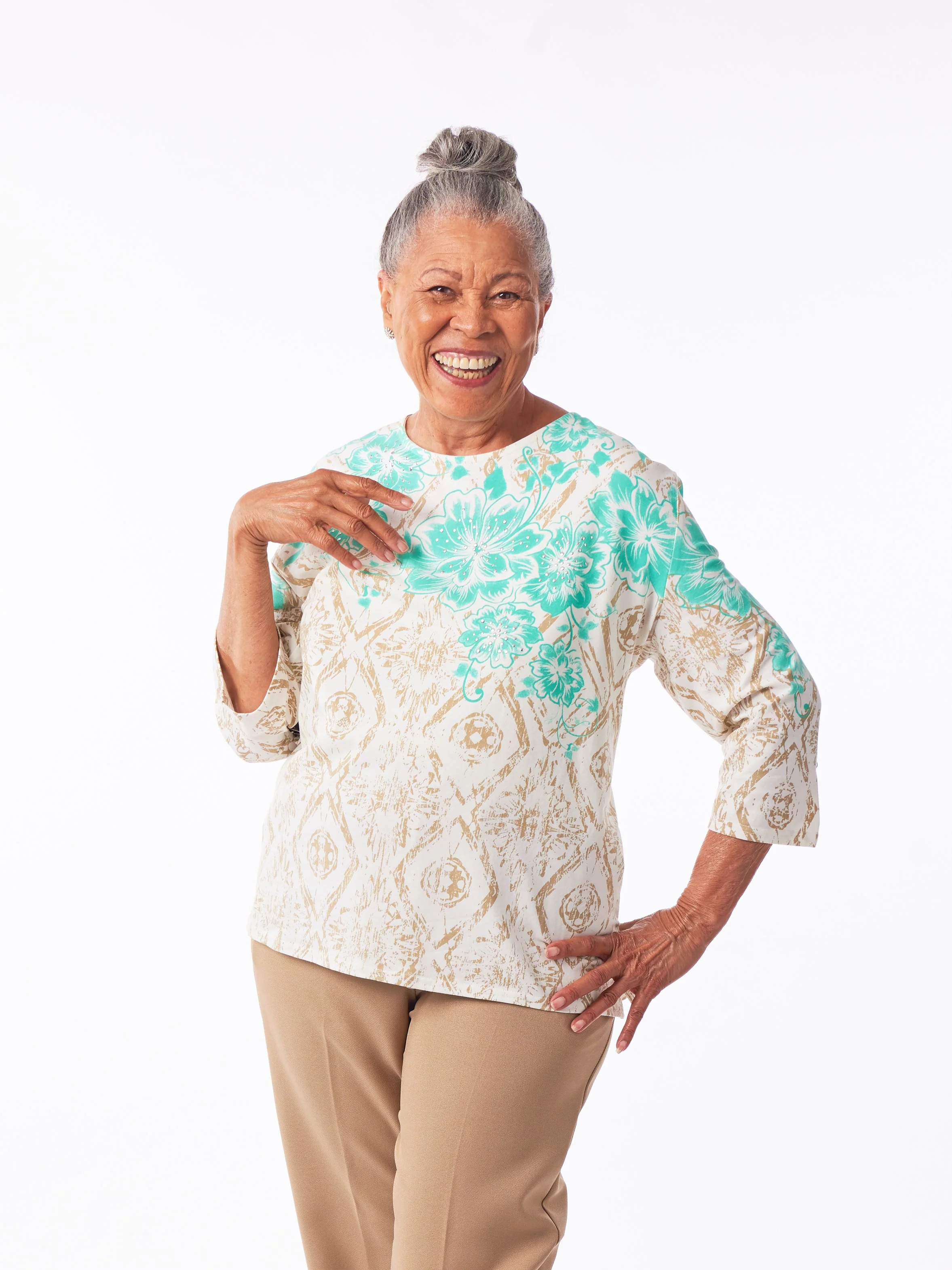 3/4 Sleeve Printed Tops - Image 3